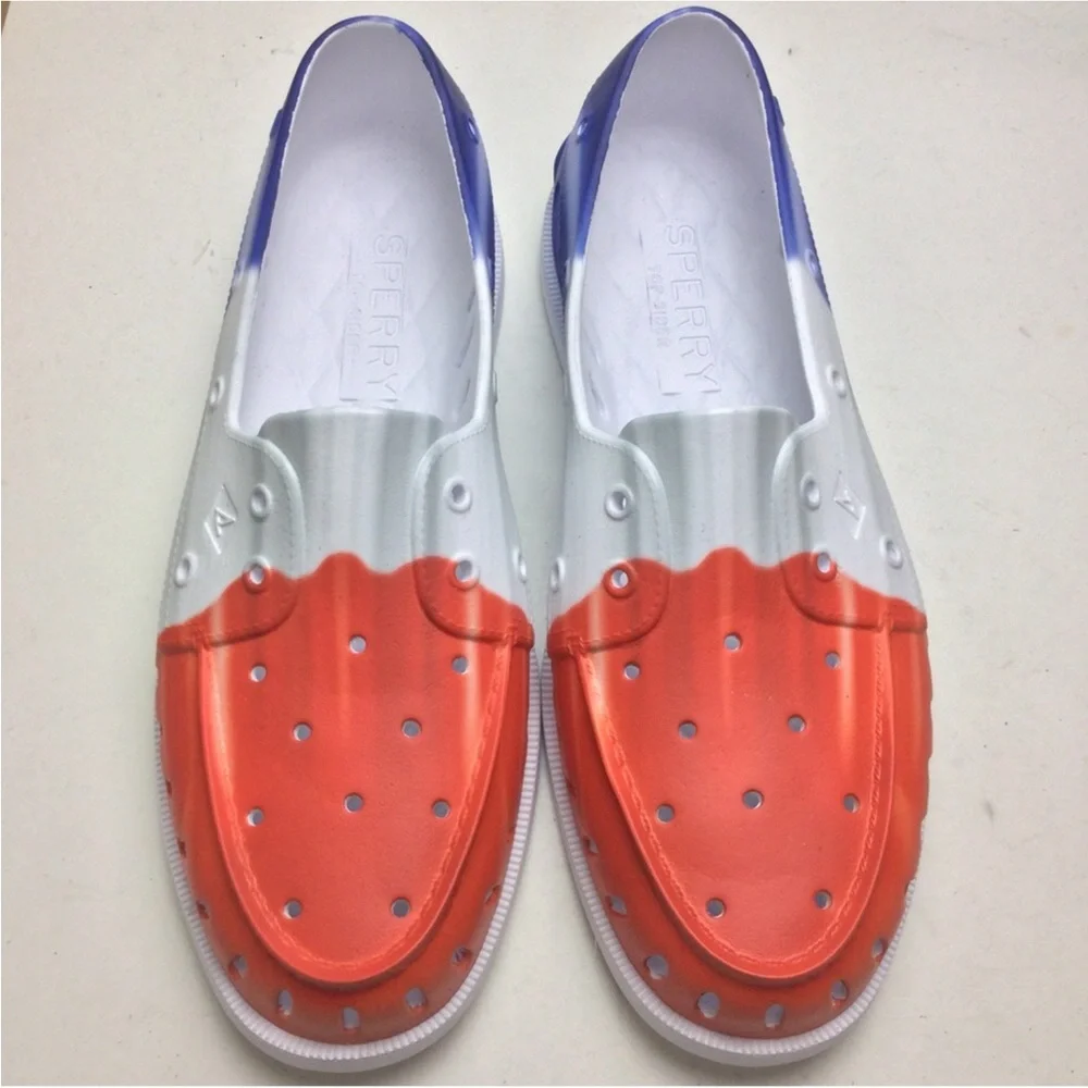 NWOB Sperry Popsicle Firecracker Americana A/O Float Slip-On Boat Shoes Size 13